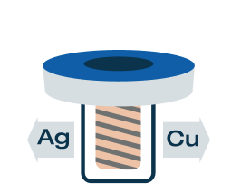 The copper anode releases minerals underwater. purifier image